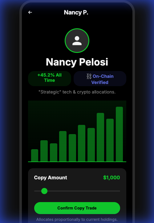 Investment Prototype showing copy trading interface